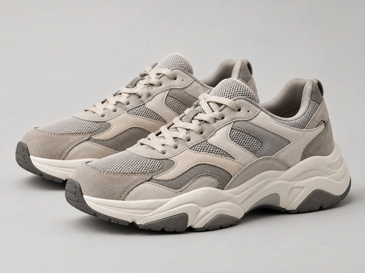 Neutral retro-style running shoes
